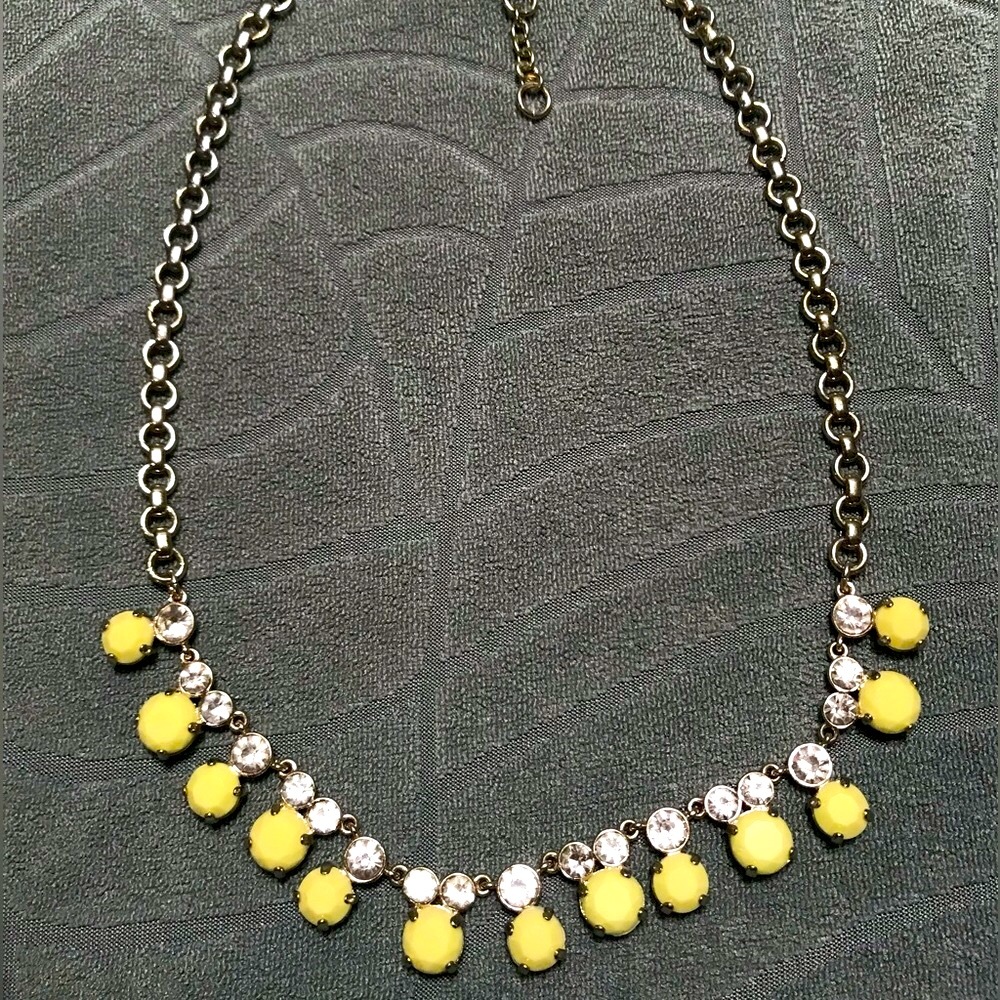 J. Crew Clear and Yellow-Green Crystal Necklace